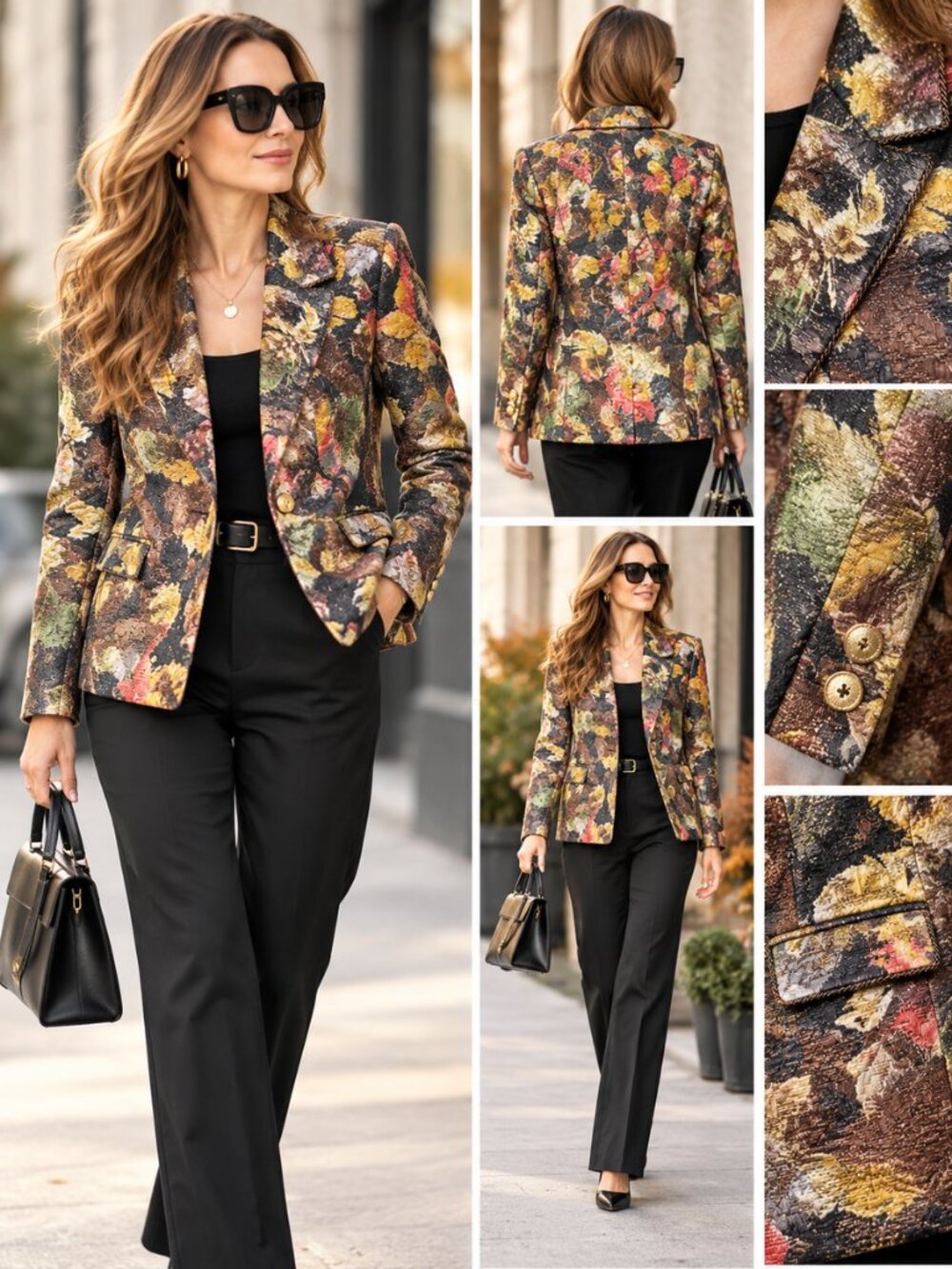 Lilly Vintage-Style Tapestry Jacquard Blazer Jacket - Size M (8/10)